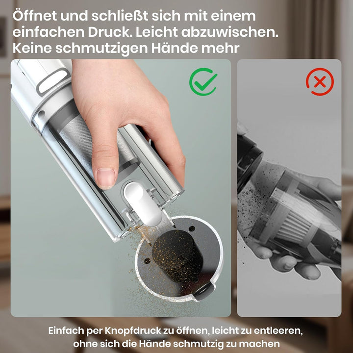 Akku Staubsauger Kabellos, Bürstenloser Motor Akkustaubsauger,Mit LED Anzeige, Stabstaubsauger Elekt