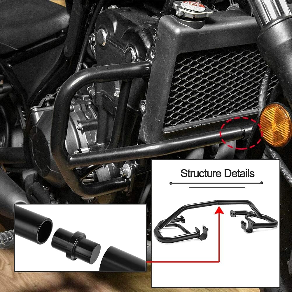Schwarze Highway Bars für CMX500 Rebel 17-23, Motorrad Stahl Motorschutz Stossstange Sturzbügel Rahm