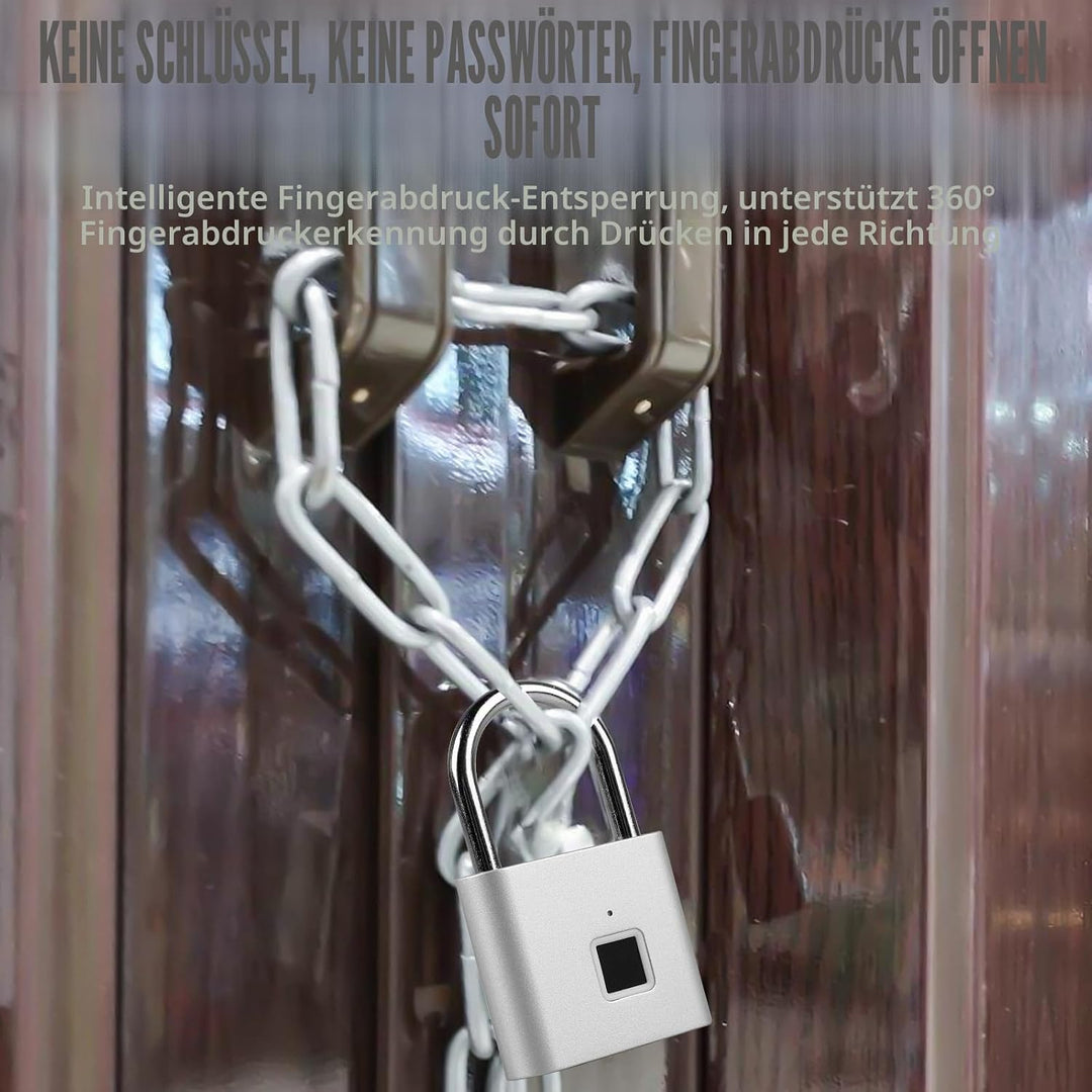 2 Stück Fingerabdruck Schloss, Biometrisch, Vorhängeschloss, Smart Schloss Wasserdicht, USB-Aufladun