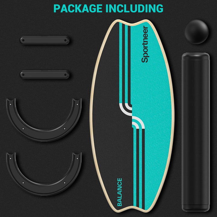 Balance Board Holz, Sportneer Indoorboard Skateboard, Indoor Surfboard Trickboard und Gleichgewichts