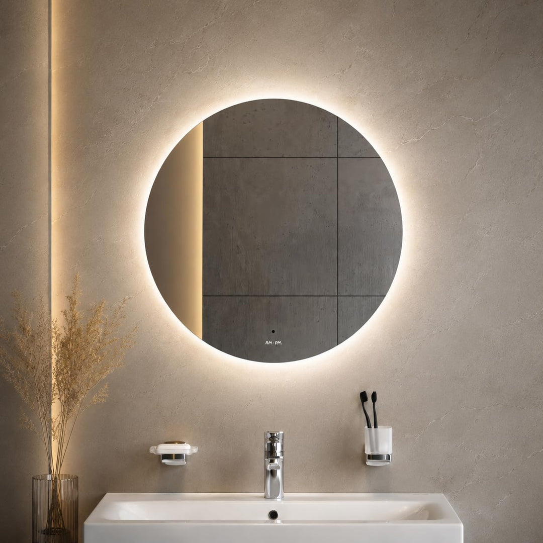 AM.PM Hit – LED Spiegel rund Ø 80 cm mit Beleuchtung | Badspiegel rund dimmbar | Badezimmerspiegel m