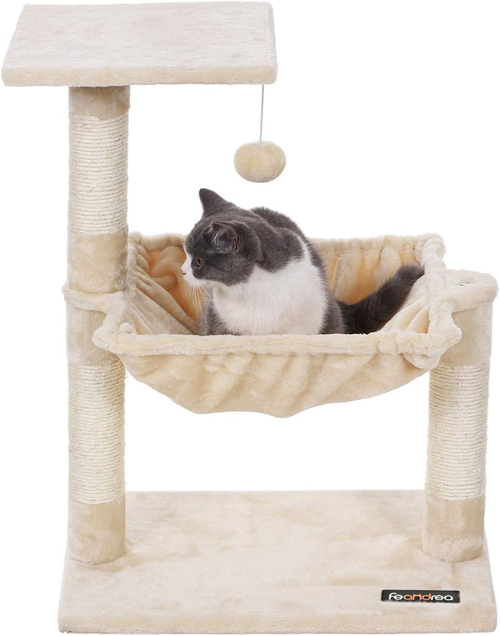 Feandrea Kletterbaum Kratzbaum mit Liegemulde 70 cm PCT82M Beige 50L x 50B x 70H cm, Beige 50L x 50B