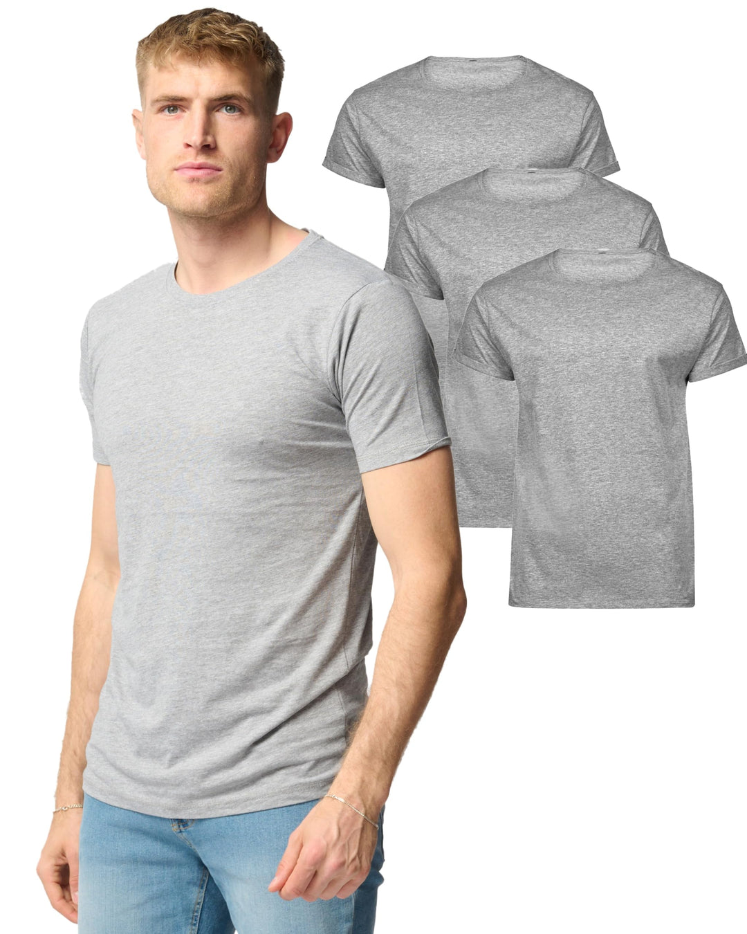 Performance Basic-T-Shirts für Männer Pack of 3 - 100% Reine Baumwolle Kurzarm-T-Shirt - Maschine Wa