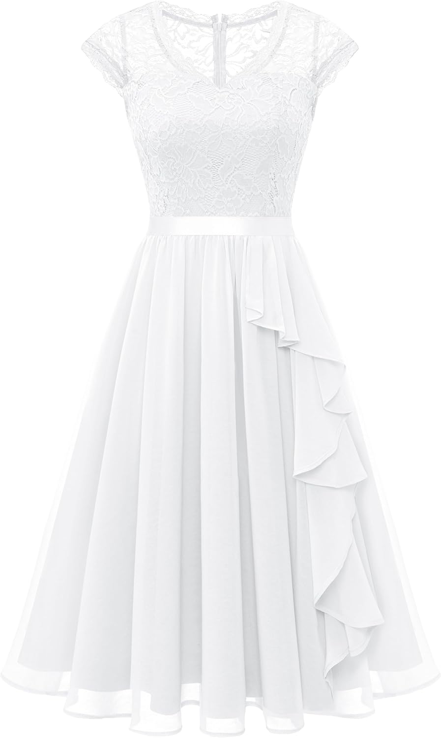 Wedtrend Abendkleid Elegant für Hochzeit Elegant A Linie Rüschenkleid Cocktailkleid Damen Knielang W