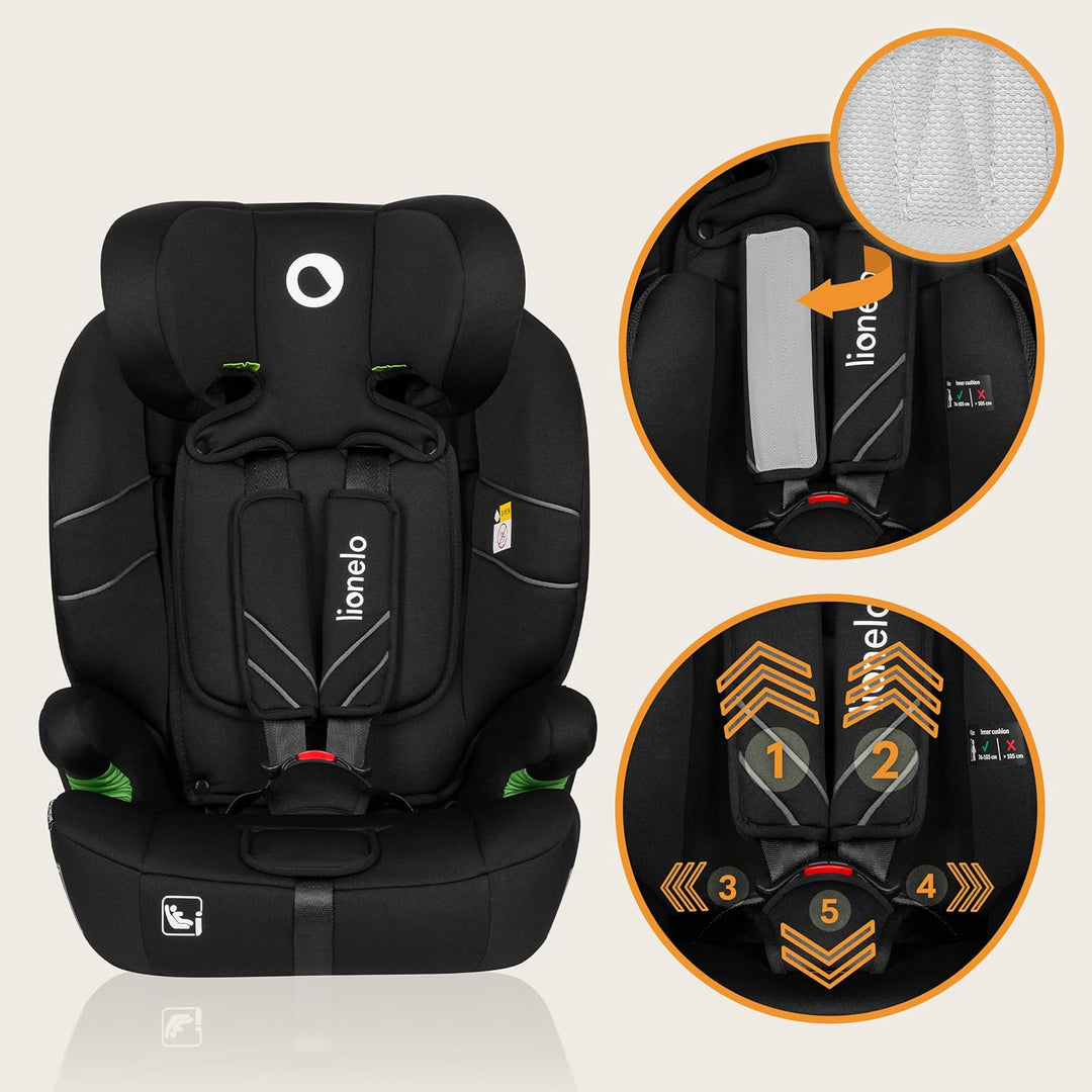 LIONELO LEVI ONE I-SIZE 76-150 cm Kinderautositz, Gruppe 1 2 3, Seitenschutz, 10 Grad Kopfstützenver