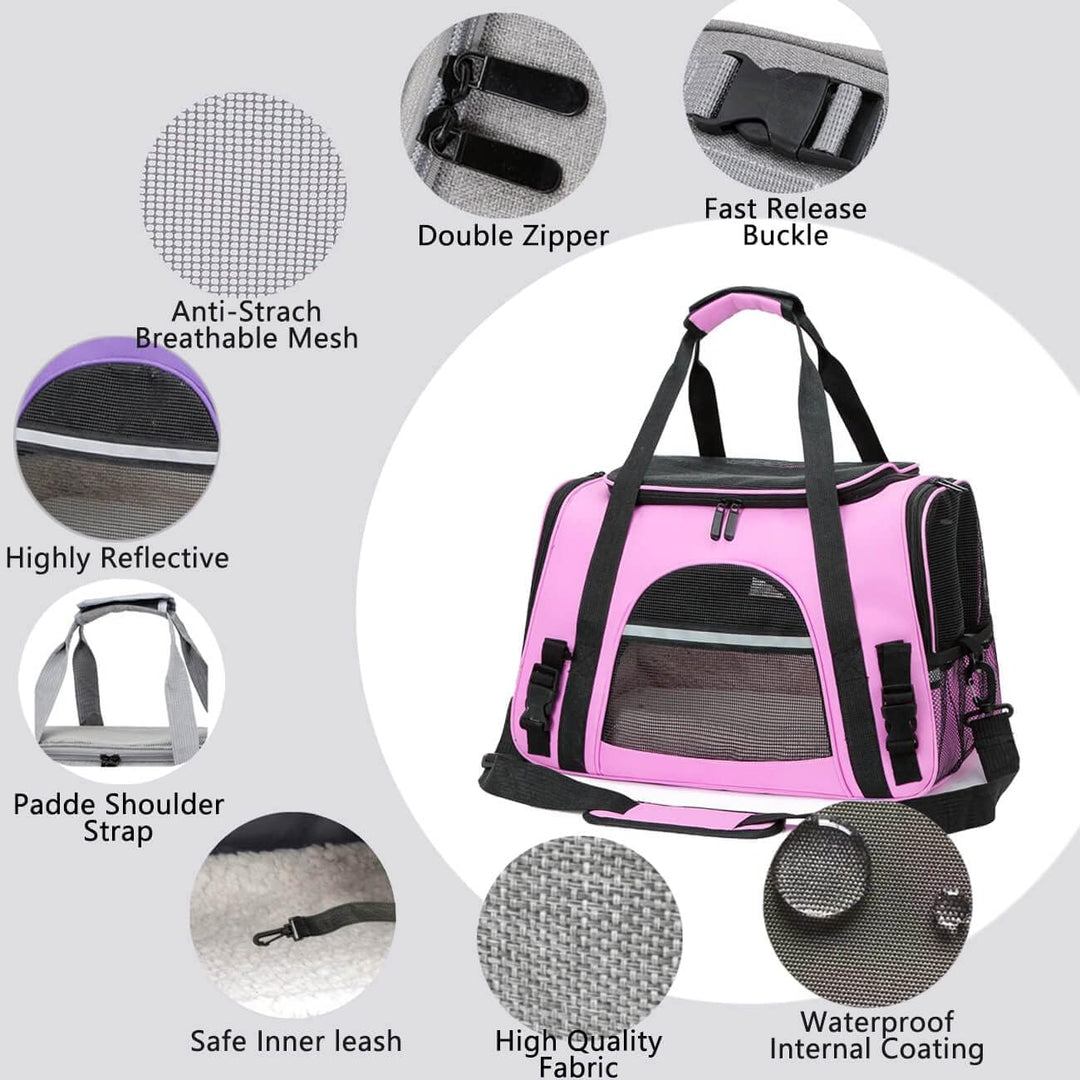 kleine Hunde Transportbox,transportbox Katze, Atmungsaktive und Faltbare Hundebox mit Verstellbarem,