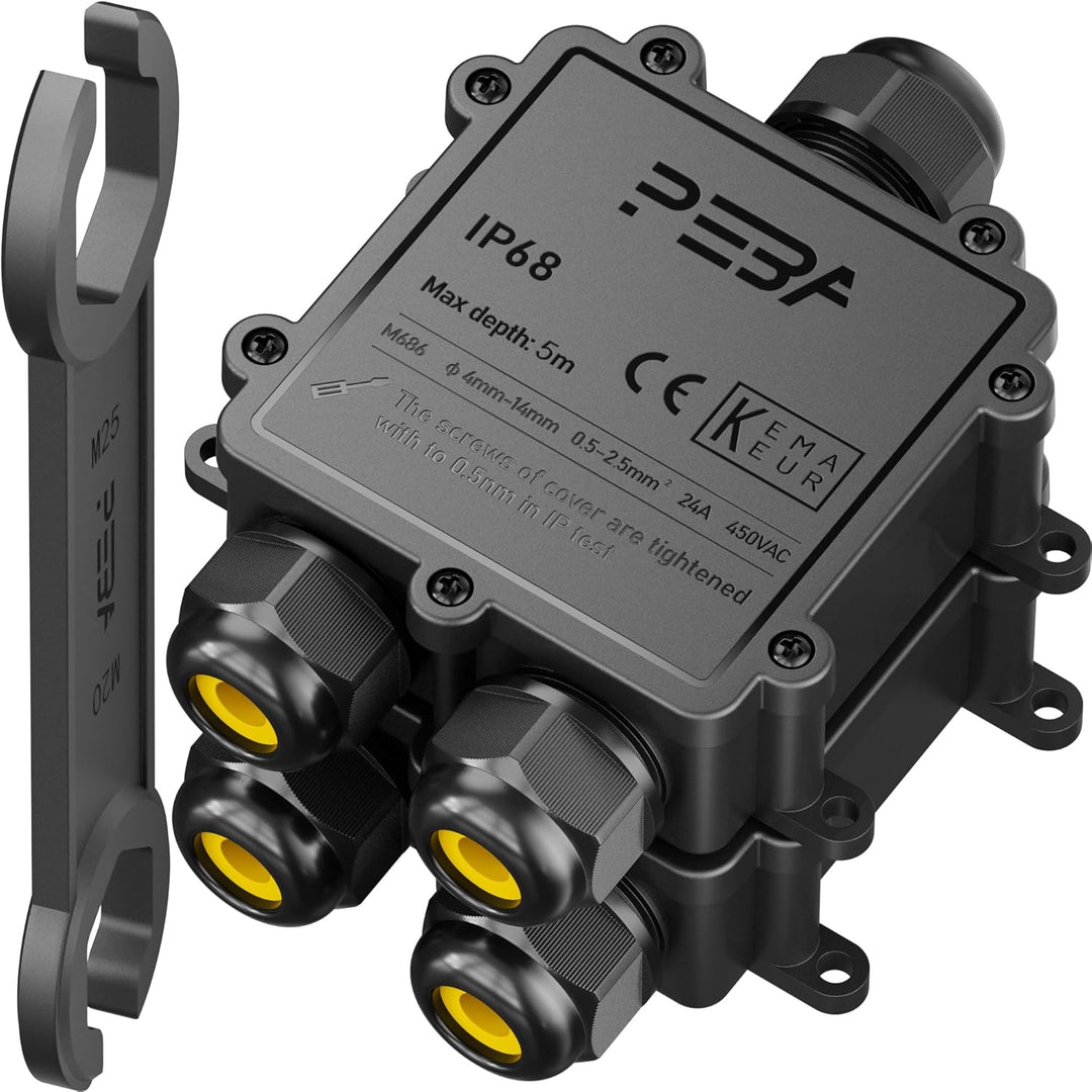 PEBA IP68 Wasserdichte Kabelanschlussdose, 3-Wege Outdoor Kabelverbinder, Abzweigdosen Wasserdicht V