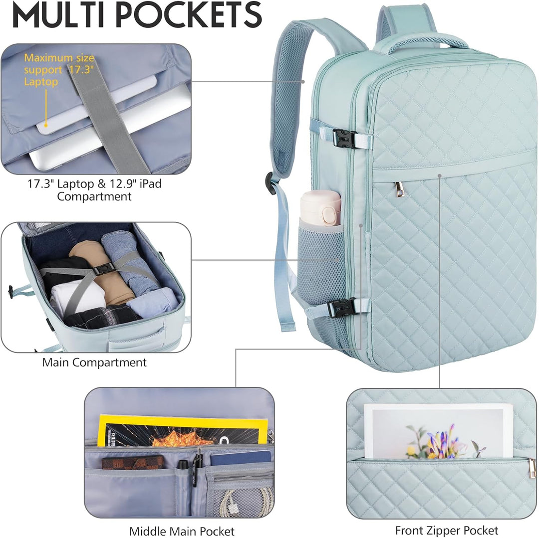 MOMUVO Grosser Reiserucksack für Damen, flugzugelassener Handgepäck-Rucksack, wasserabweisend, Diebs
