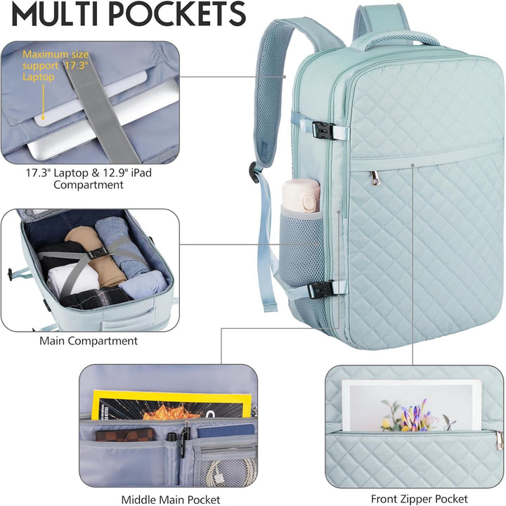 MOMUVO Grosser Reiserucksack für Damen, flugzugelassener Handgepäck-Rucksack, wasserabweisend, Diebs