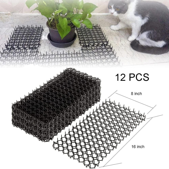 HEYOUTH Dornengitter Tier-Barriere,Katzen-Abwehrstreifen Tier Barriere mit Spikes,12 Pack 40x20 cm A