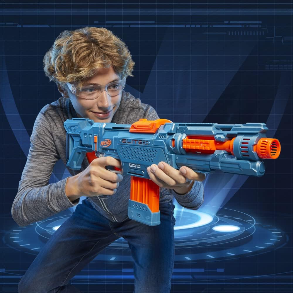 NERF Elite 2.0 Echo CS-10 Blaster – 24 NERF Darts, 10-Dart Clip-Magazin, abnehmbare Schulterstütze u
