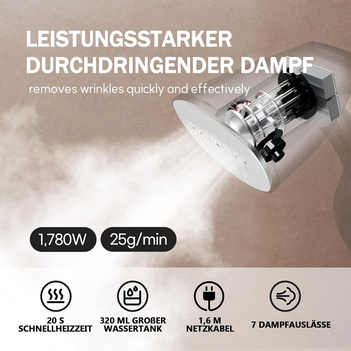 OKYUK Steamer Dampfglätter 1800W, Tragbarer Dampfglätter Konstante, Hemdenbügler, 320ml Dampfbügelei