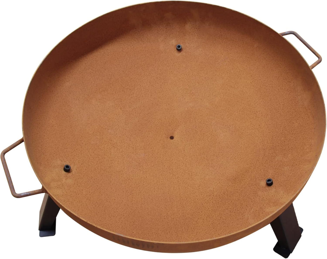 Köhko Feuerschale Macapa -Ø 55 cm aus 2 mm dickem Stahl in Rostoptik mit Wasserablaufloch, Griffen u