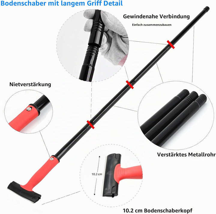 EHDIS Tapetenentferner Kit - Fensterschaber mit Ausziehbarer Griff(120cm), 30 Ersatzklingen und Hand
