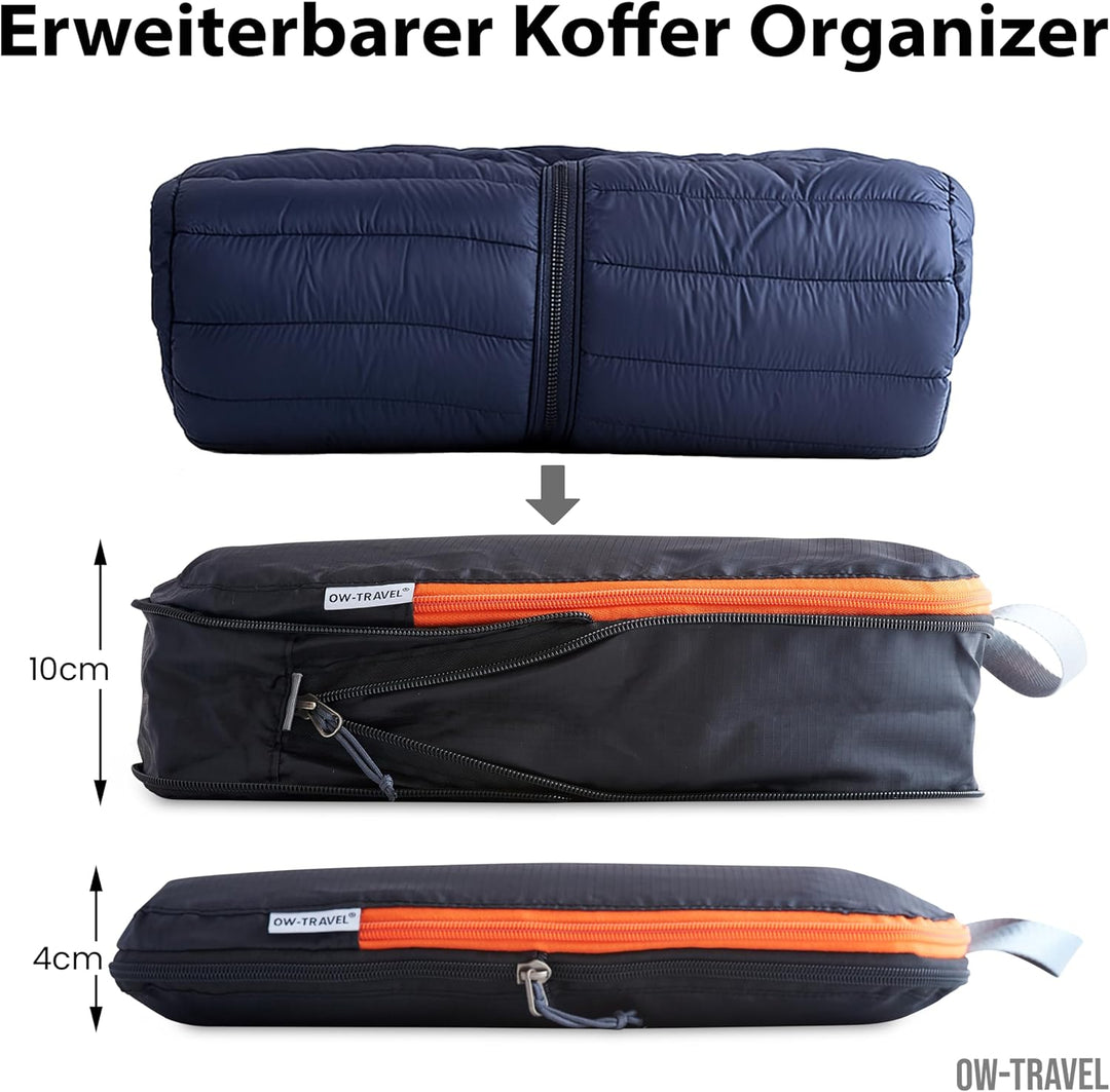 OW-Travel Koffer Organizer Kompression Set Schwarz 4 Stück (2 Mittel 2 Gross), Einfach zu organisier