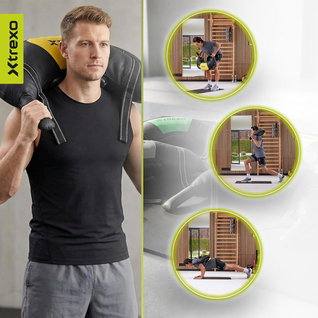 TREXO Bulgarian Exercise Bag 15 kg Krafttraining Fitness Ausdauer Perfekt für Zuhause und Fitnessstu