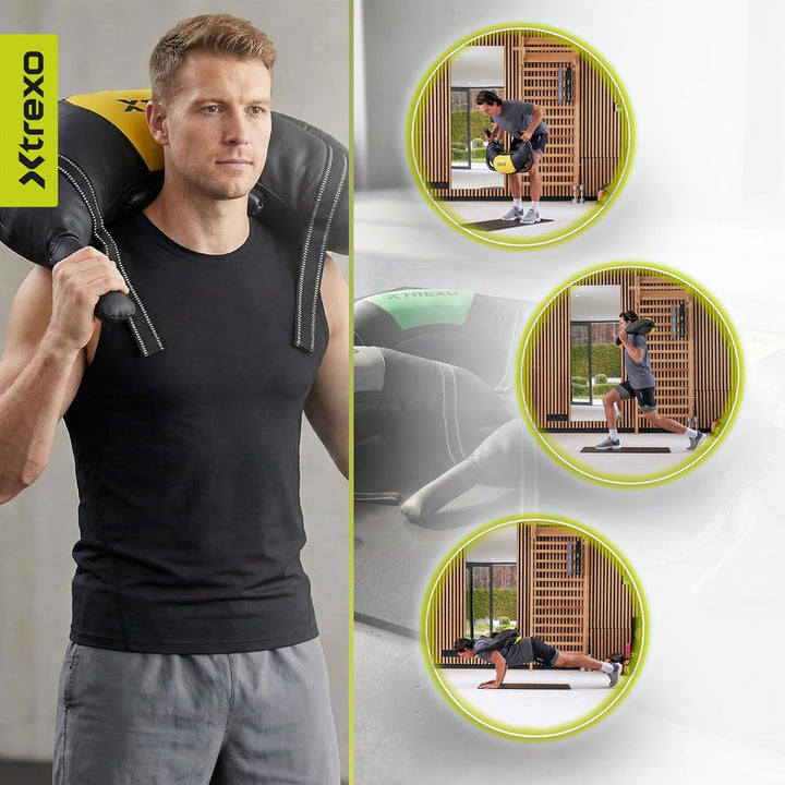 TREXO Bulgarian Exercise Bag 15 kg Krafttraining Fitness Ausdauer Perfekt für Zuhause und Fitnessstu