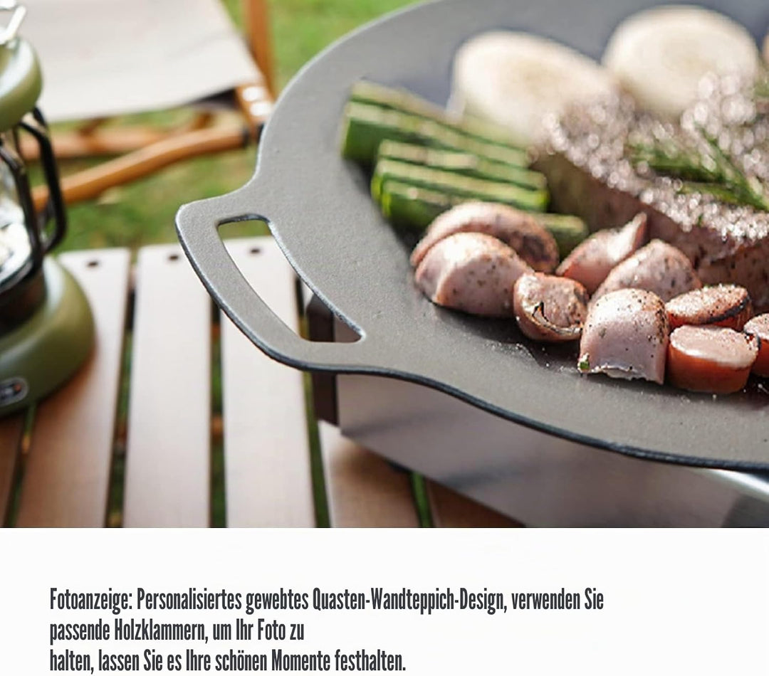 TOPINCN BBQ-Grillpfanne, Koreanische BBQ-Grillpfanne, Eisen-Antihaftbeschichtung, Runde Grillplatte,