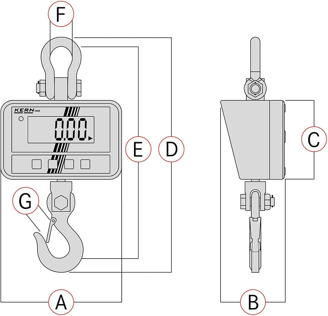 Kern HCD 300K-2D Kranwaage Wägebereich (max.) 300kg Ablesbarkeit 50g batteriebetrieben Mehrfarbig