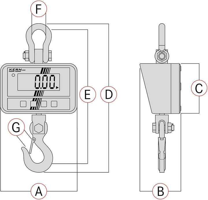 Kern HCD 300K-2D Kranwaage Wägebereich (max.) 300kg Ablesbarkeit 50g batteriebetrieben Mehrfarbig