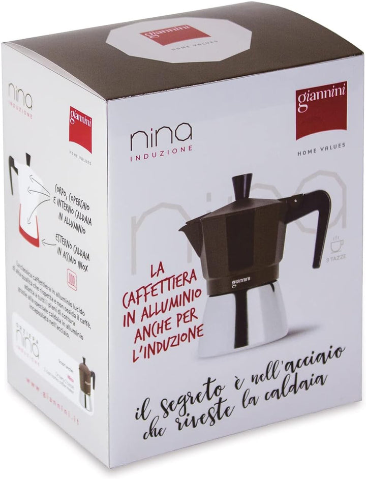 Giannini Espressokocher NINA Induktion, Format 6 Tassen, Aluminium, induktionsgeeignet