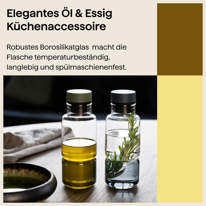 Crushgrind Billund Oil & Vinegar - Essig Öl Flasche Grün | Olivenölflasche aus Borasilkatglas mit Si
