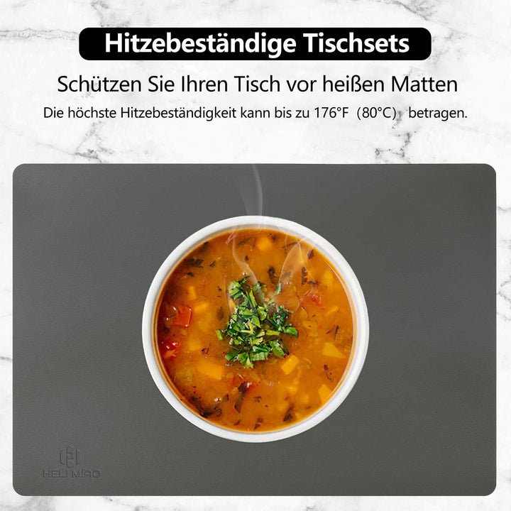 Platzsets Abwaschbar,Tischsets Abwischbar,Tischset Leder,Hitzebeständig Doppelseitigen I 4er Set Pla