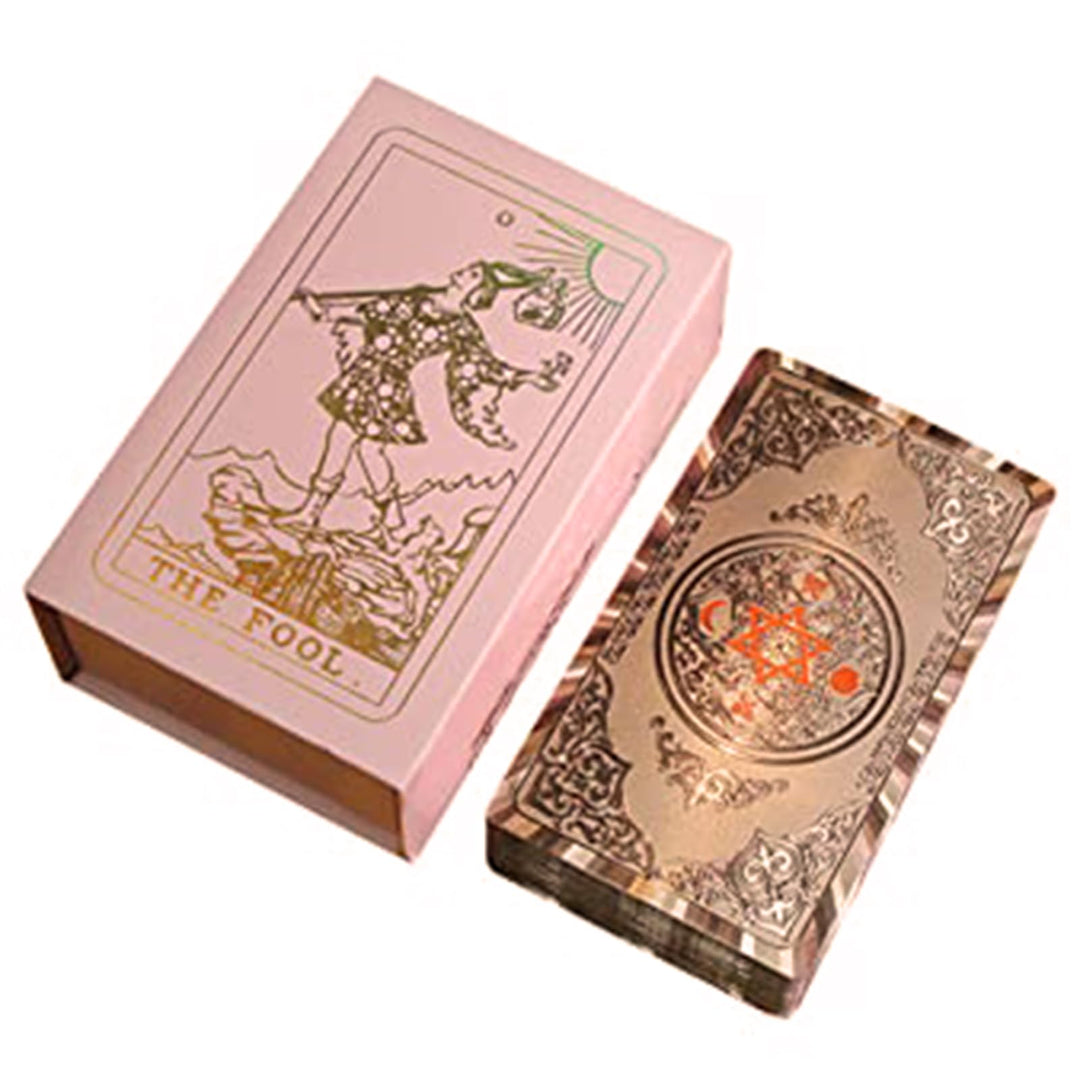 Roségoldene Tarotkarten, 12 x 7 cm Deluxe-PET Wasserabweisend, 78 Goldfolie, Tarot Karten für Anfäng