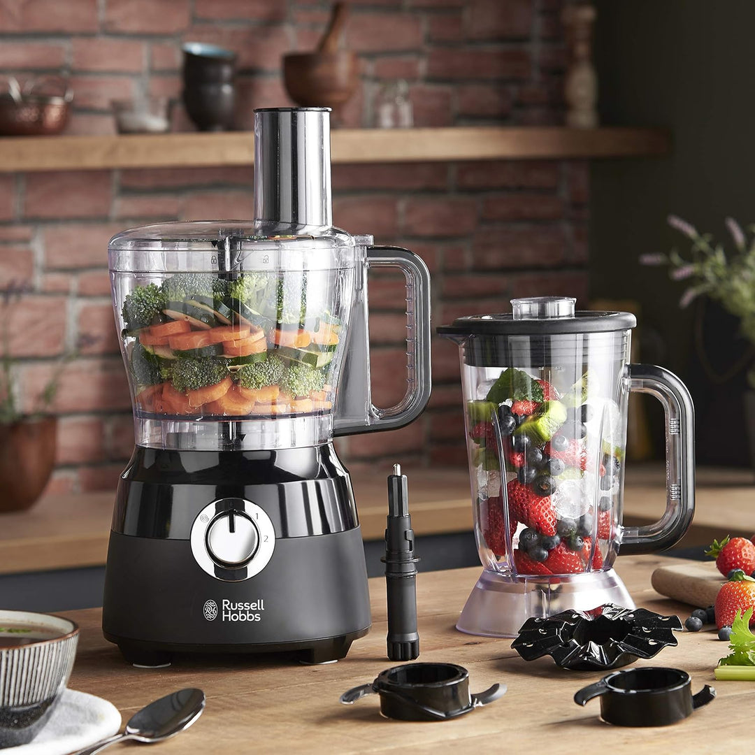 Russell Hobbs Desire Küchenmaschine 1,5 Liter Küchenmaschine mit 5 Schneid-, Hobel- und Teigaufsätze