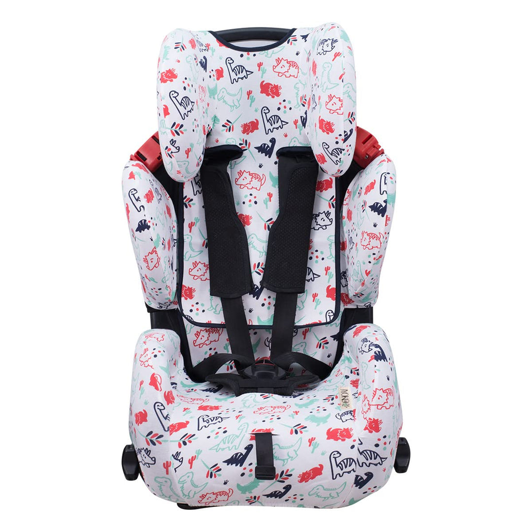 JYOKO KIDS Bezug für Autositz kompatibel mit Recaro Young Sport Hero, aus Baumwolle (Dino Party), Di
