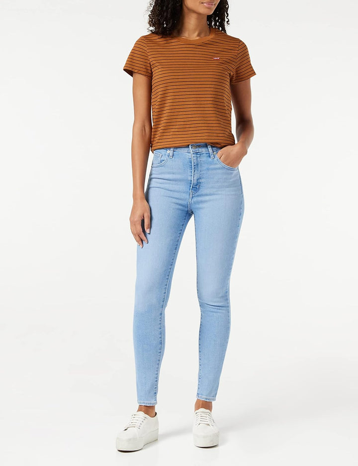 Levi's Damen The Perfect Tee T-Shirt, Striped Chesthit Logo XS Glazed Ginger, XS Glazed Ginger