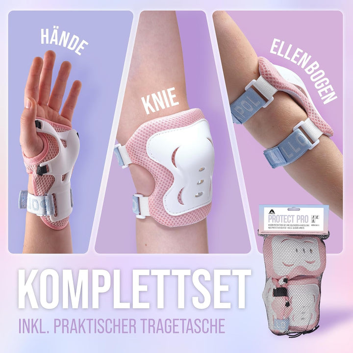 Apollo Schoner Set für Kinder, Knie und Ellenbogenschützer Kinder und für Handgelenk, Protektoren Ki