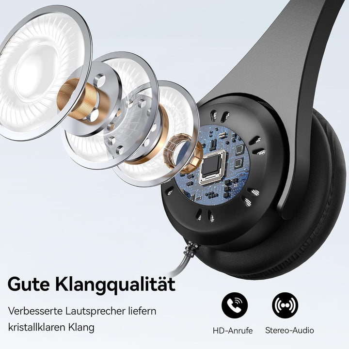 Voistek Einöror Call Center Telefon-Headset, 2,5mm Klinke, Noise Cancelling Mikrofon, Lautstärkeregl