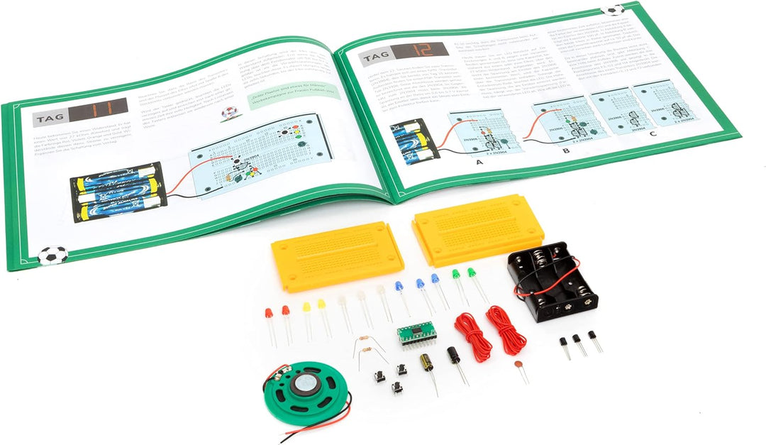 FRANZIS 67333 - Elektronik Fussball Adventskalender, 24 Schaltungen zum Selberbauen, inkl. allen Bau