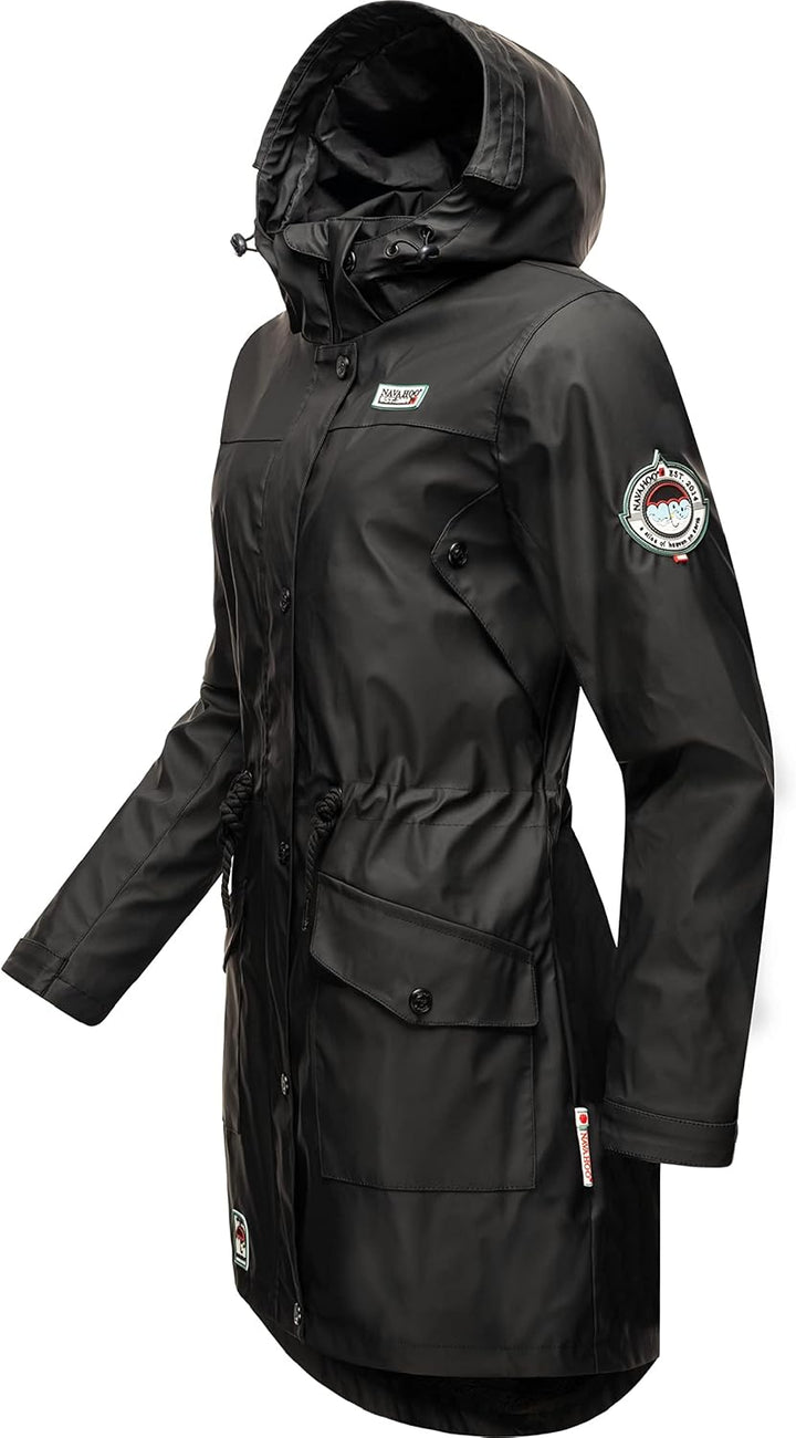 Navahoo Damen wasserdichter gefütterter Regenmantel Deike XS Schwarz, XS Schwarz