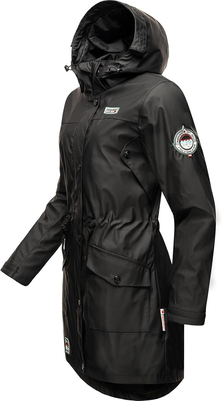Navahoo Damen wasserdichter gefütterter Regenmantel Deike XS Schwarz, XS Schwarz