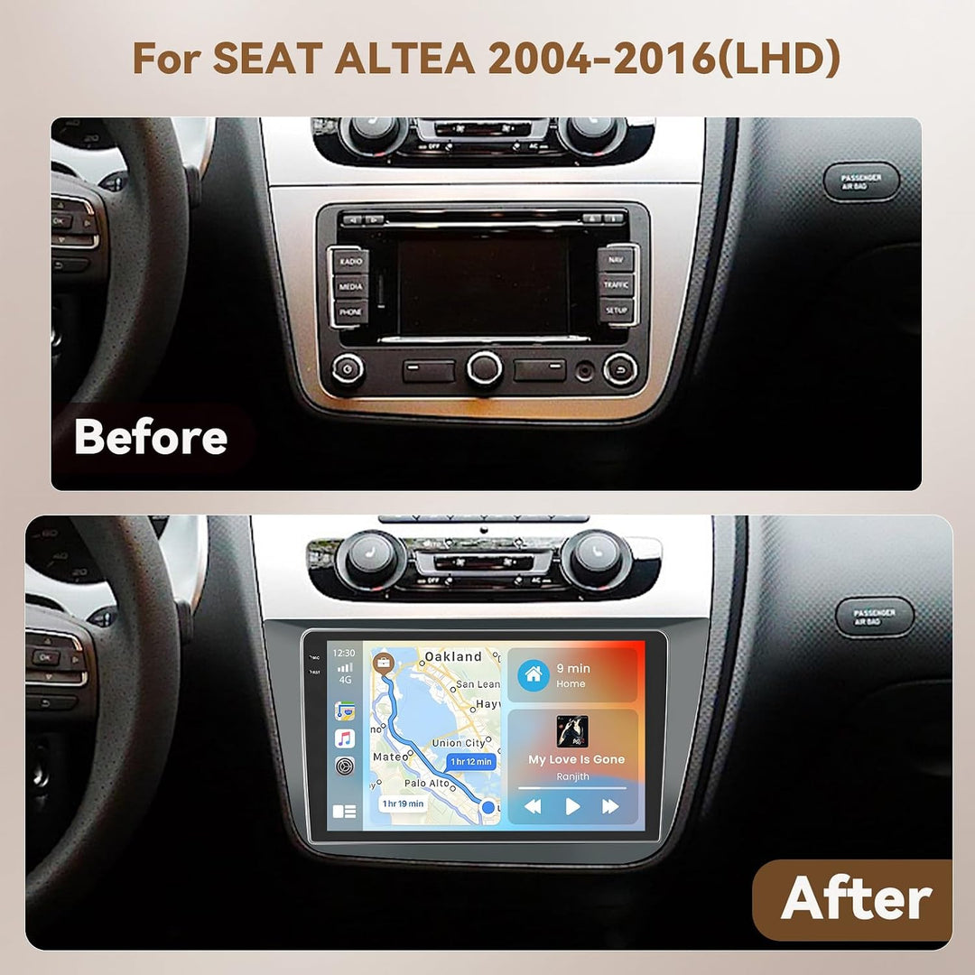 Hikity Android 15 4+128G Autoradio für Seat Altea 2004-2016 mit 9 Zoll Incell Touchscreen, Autoradio