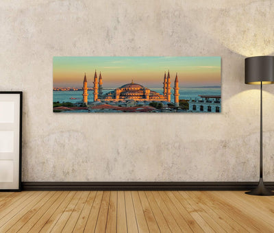 Bild auf Leinwand Blaue Moschee In Glorius Sonnenuntergang Istanbul Sultanahmet Park Die Grösste Mos