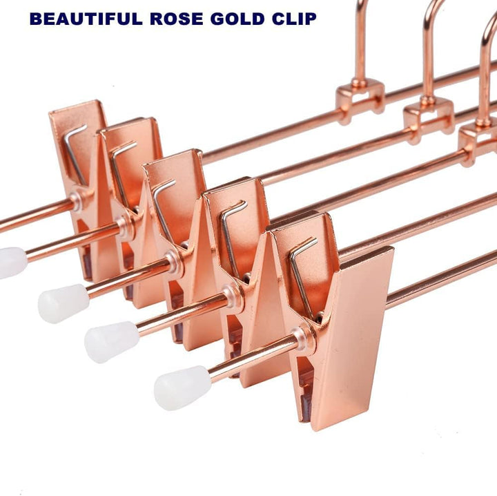 Amber Home 20 Stück 30cm Metall Kleiderbügel für Hose, Rotkupfer | Verstellbare Rutschfest Clips, Gl