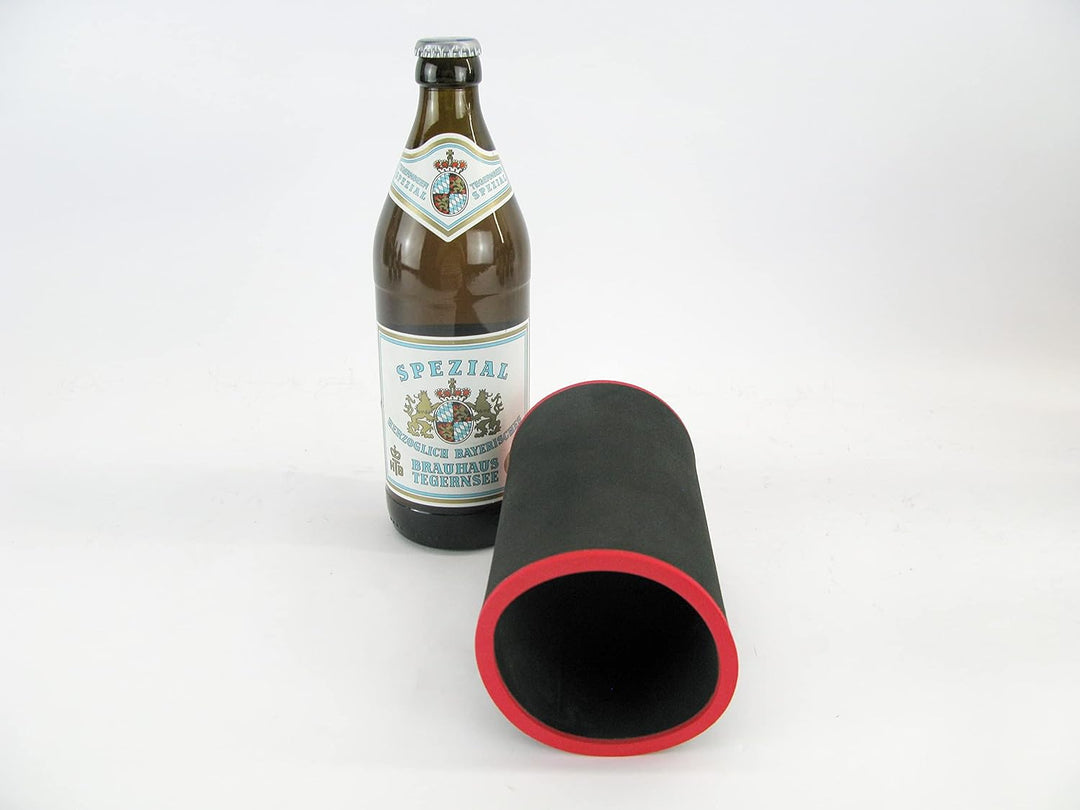4 hochwertige Qualitätskühler aus 5-6 mm dickem Neopren für 0.5L Flaschen in den Farben Schwarz Gelb