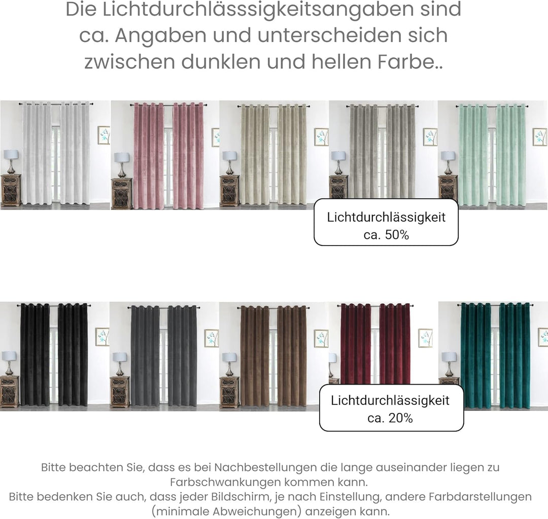 Cleanlevel EST 2016 2 Stück Samtvorhang mit Ösen 140cm x 245cm Samt Vorhang Blickdicht Thermo Gardin