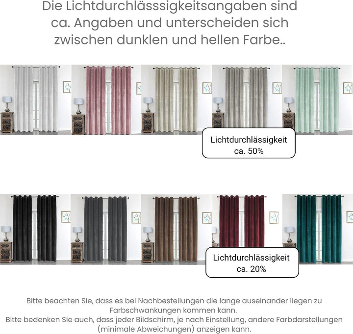 Cleanlevel EST 2016 2 Stück Samtvorhang mit Ösen 140cm x 245cm Samt Vorhang Blickdicht Thermo Gardin