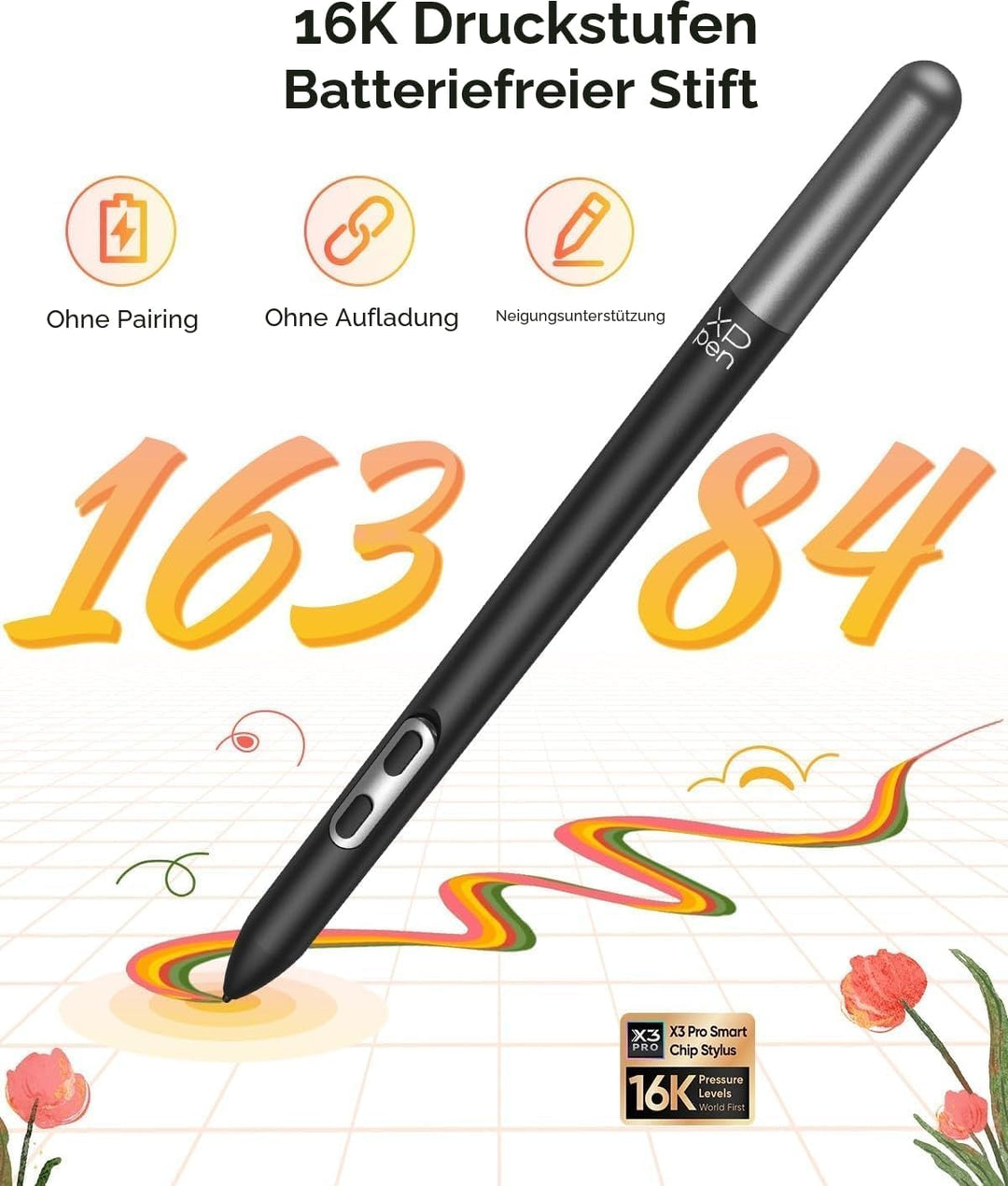 XPPen Grafiktablett, freistehend, Grafiktablett mit 12 Zoll (30,5 cm), Auflösung 2K, Farbbereich 77%