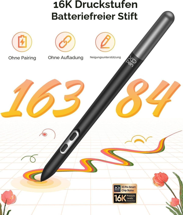 XPPen Grafiktablett, freistehend, Grafiktablett mit 12 Zoll (30,5 cm), Auflösung 2K, Farbbereich 77%