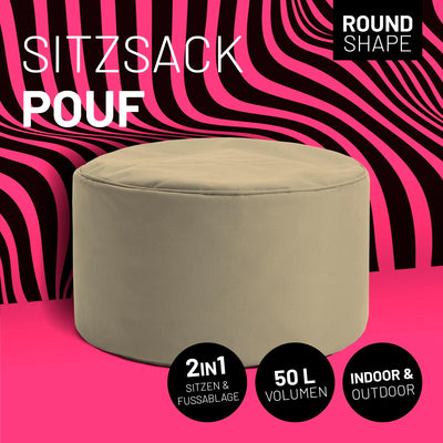 Lumaland Sitzsack Pouf (50 L) | Kompakter Sitzsack mit 3-in-1-Funktion: bequemer Hocker, praktisches