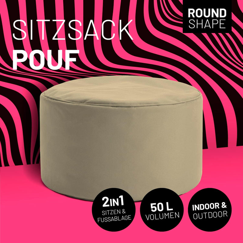 Lumaland Sitzsack Pouf (50 L) | Kompakter Sitzsack mit 3-in-1-Funktion: bequemer Hocker, praktisches