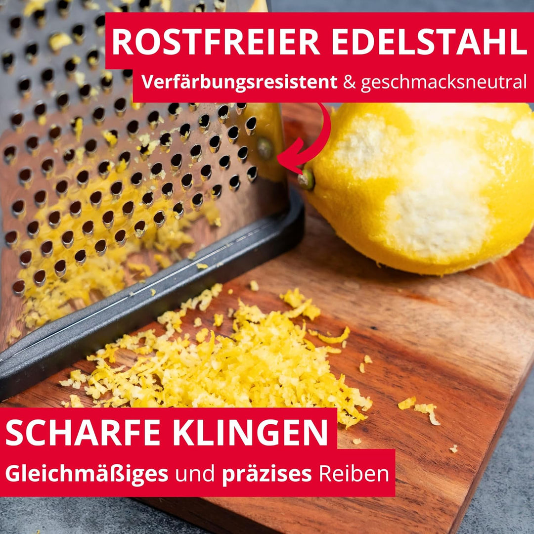 Westmark Vierkantreibe mit Auffangbehälter, 4 Schneid-/Reibeflächen, Höhe: 25 cm, Rostfreier Edelsta