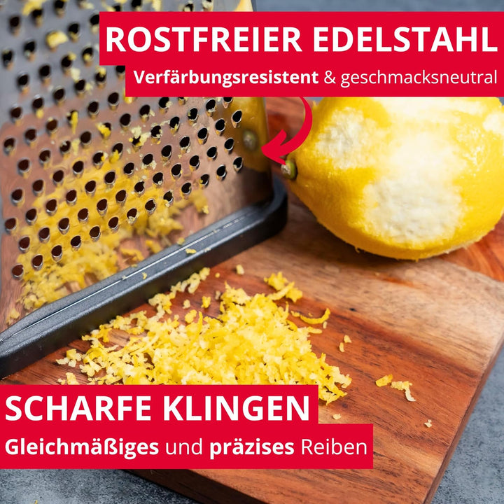 Westmark Vierkantreibe mit Auffangbehälter, 4 Schneid-/Reibeflächen, Höhe: 25 cm, Rostfreier Edelsta
