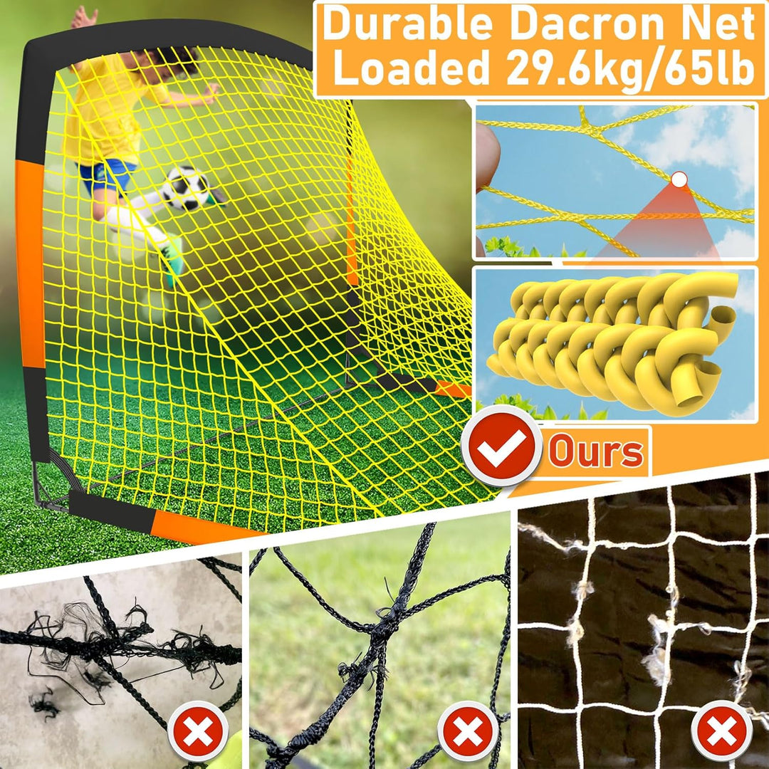 Happy Jump Fussballtor 3x2.2FT, 4x3FT, 5x3.6FT, 7x5FT Pop-Up Fussballtraining für den Garten Schwarz