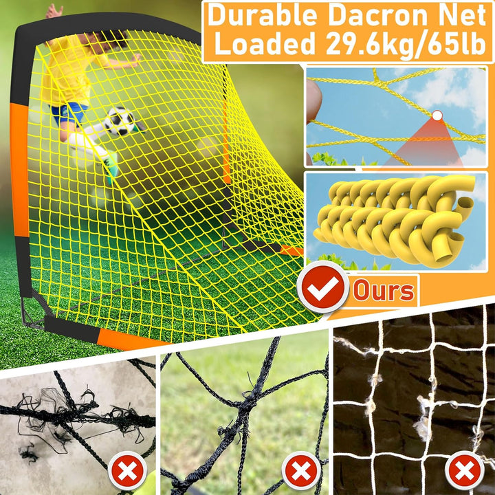 Happy Jump Fussballtor 3x2.2FT, 4x3FT, 5x3.6FT, 7x5FT Pop-Up Fussballtraining für den Garten Schwarz